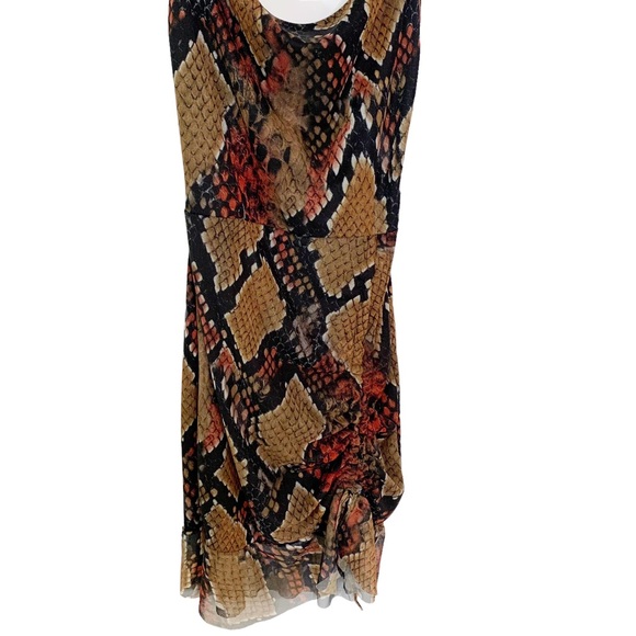 PrettyLittleThing Multi Mesh Snake Print Ruched Bodycon Dress Size 6 NWT - Picture 8 of 11